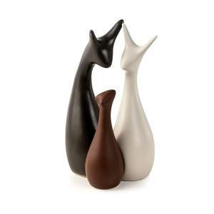 Deer Family Set Matte Finish Ceramic Figures Set of 3 (Brown,Black,White)