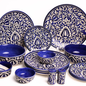 New Ceramic Handmade Blue Persian Style Dinner Set (37 pieces)